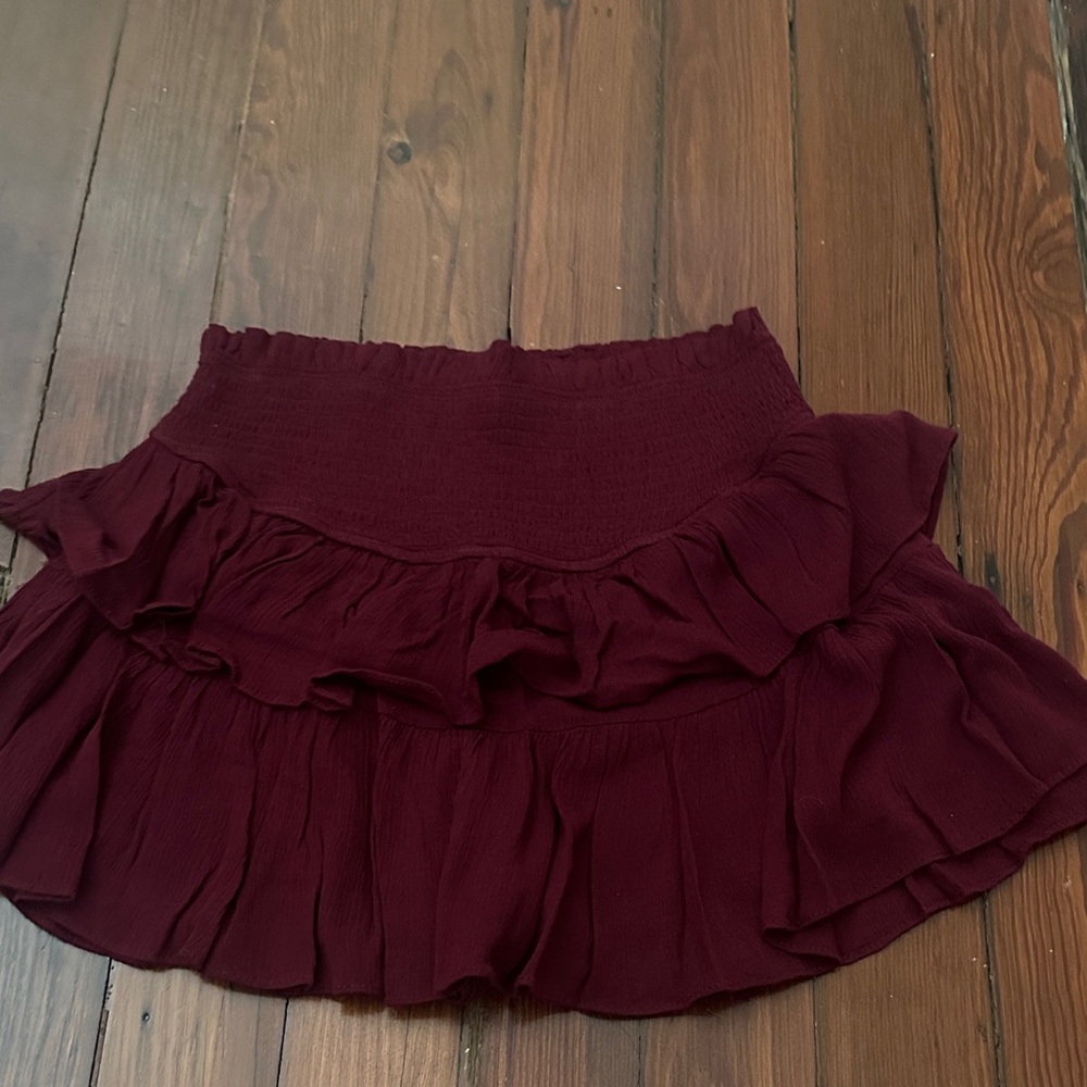 Mustard Seed Deep Red Ruffle Skirt